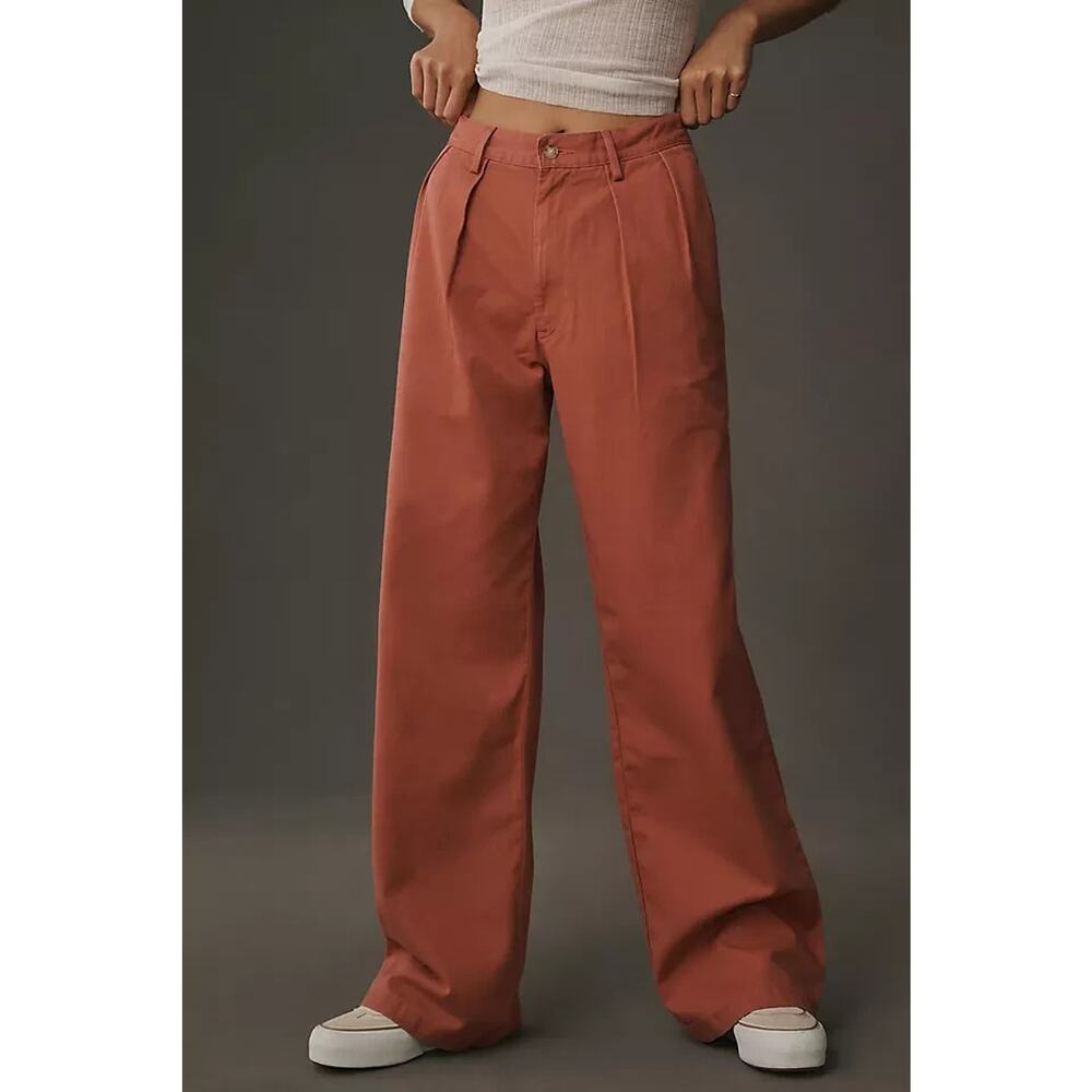 New Denimist Pants Womens 31 Nautical Red Blair Double Pleat Wide Leg Trousers - Picture 4 of 15